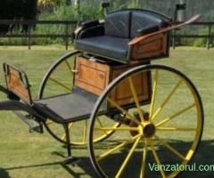 Șaretă de agrement cu două roți, lemn și metal, bine întreținută