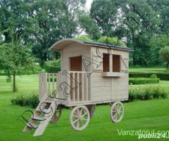 RULOTE din lemn pentru copii, Magazii-Rulote decorative pentru gradina - rexal.ro