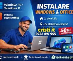 Instalare WINDOWS 11*10 APLICATIE FILME 4K SITE LICENTA Imprimanta OFFICE24 la domiciliul clientului
