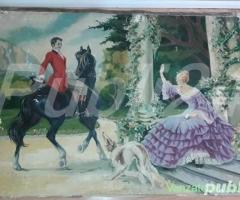 TABLOU/PICTURA veche de colectie,pictat pe panza si semnat,panza gasita in spatele unui tablou mare