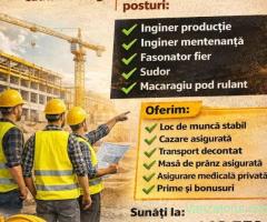 FABRICA de constructii Chitila angajeaza Fasonator Fier, Sudor, Macaragiu, Inginer Productie