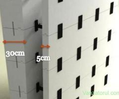 Cofraje din polistiren EPS100 cu element de legatura reglabila pentru constructii Case Pasive.