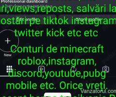 Vând multe servici de crescut pe social media + conturi de jocuri etc etc
