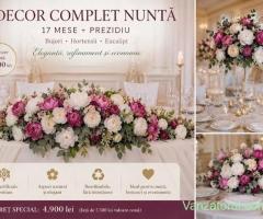 Decor complet nuntă cu flori artificiale