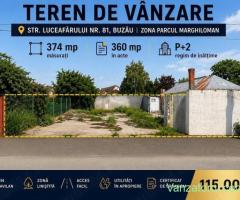 Teren intravilan de vânzare 374 mp | Str. Luceafărului nr. 81 | Zona Parcul Marghiloman | BUZAU