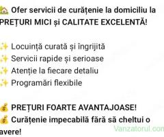 Ofer servicii de curățenie la domiciliu clientului