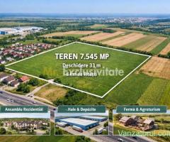 Teren intravilan 7.545 mp în ideal rezidențial sau hale