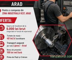 HPA recrutează operator CNC pentru o companie din Arad.