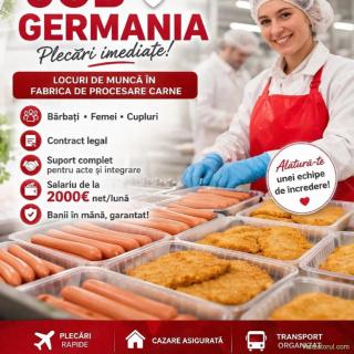 Locuri de muncă in Germania in abatoare și depozite