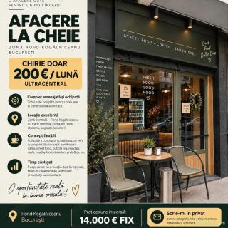Vând afacere HoReCa, chirie 200 e lunar, Kogalniceanu