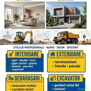 Amenajari interioare si exterioare,terasamente debarasari si inchirieri utilaje