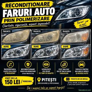 Polimerizare Faruri Auto Pitești-De La 150 LEI!