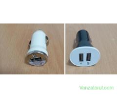 Vand 2 Incarcatoare auto cu 1 sau 2 porturi USB 1A+2.1A